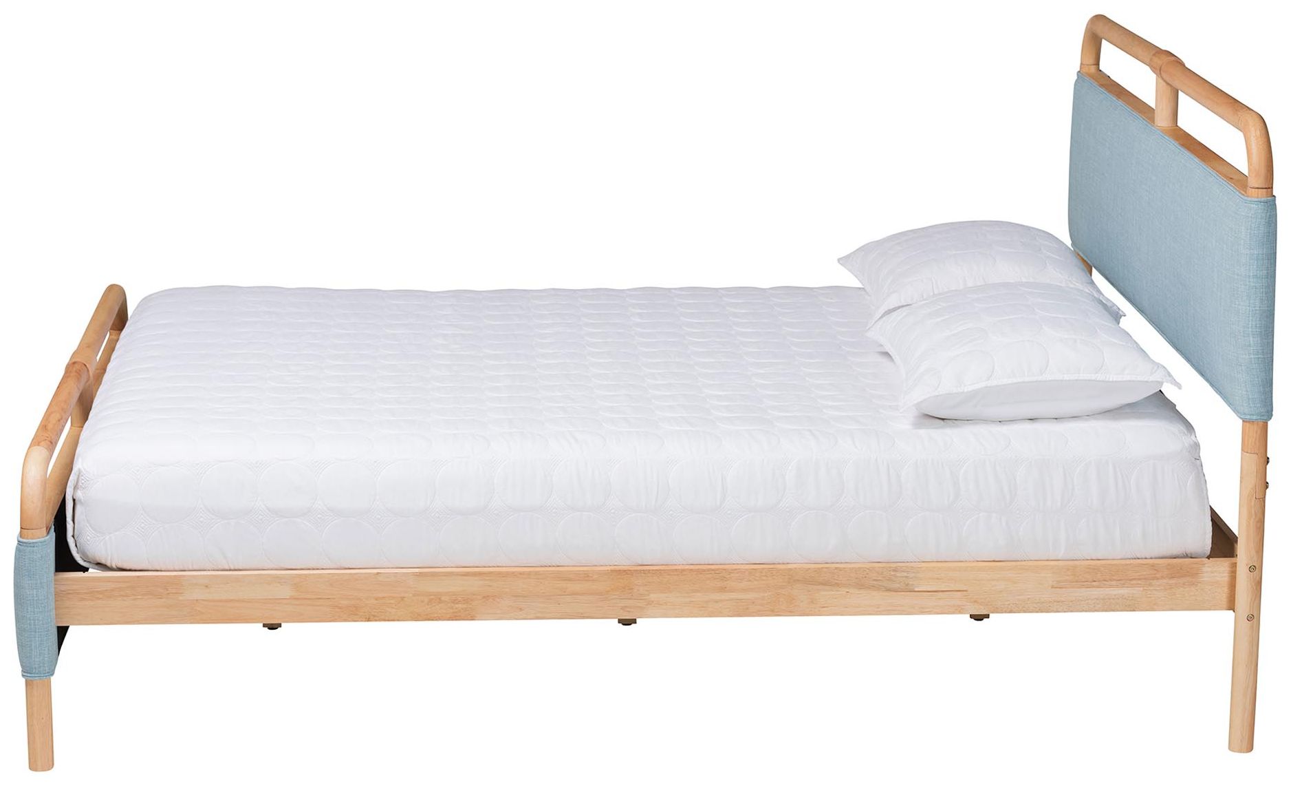 Image 3 Baxton Studio Mateo Baby Blue Fabric and Wood Queen Size Platform Bed more views