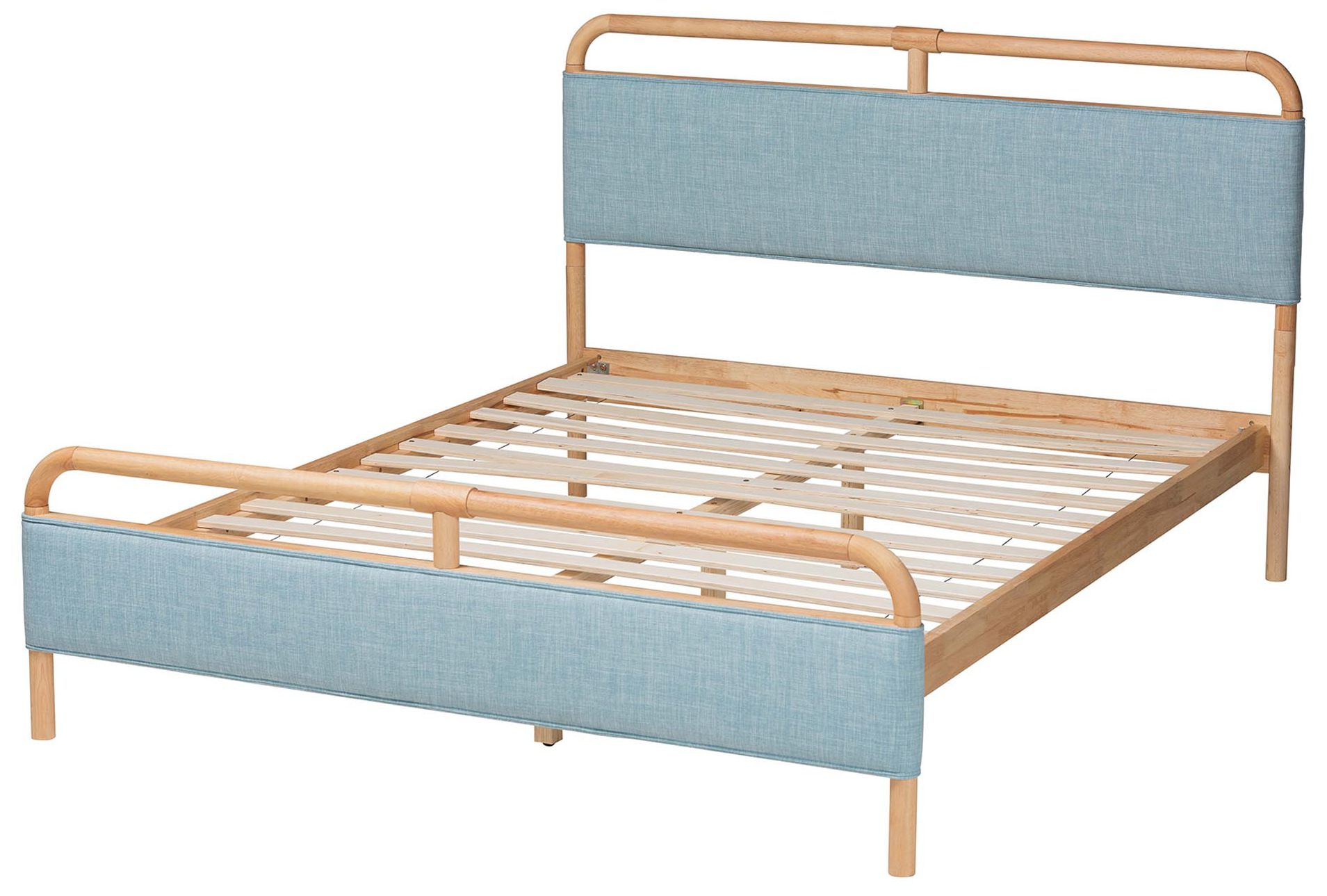 Image 4 Baxton Studio Mateo Baby Blue Fabric and Wood Queen Size Platform Bed more views