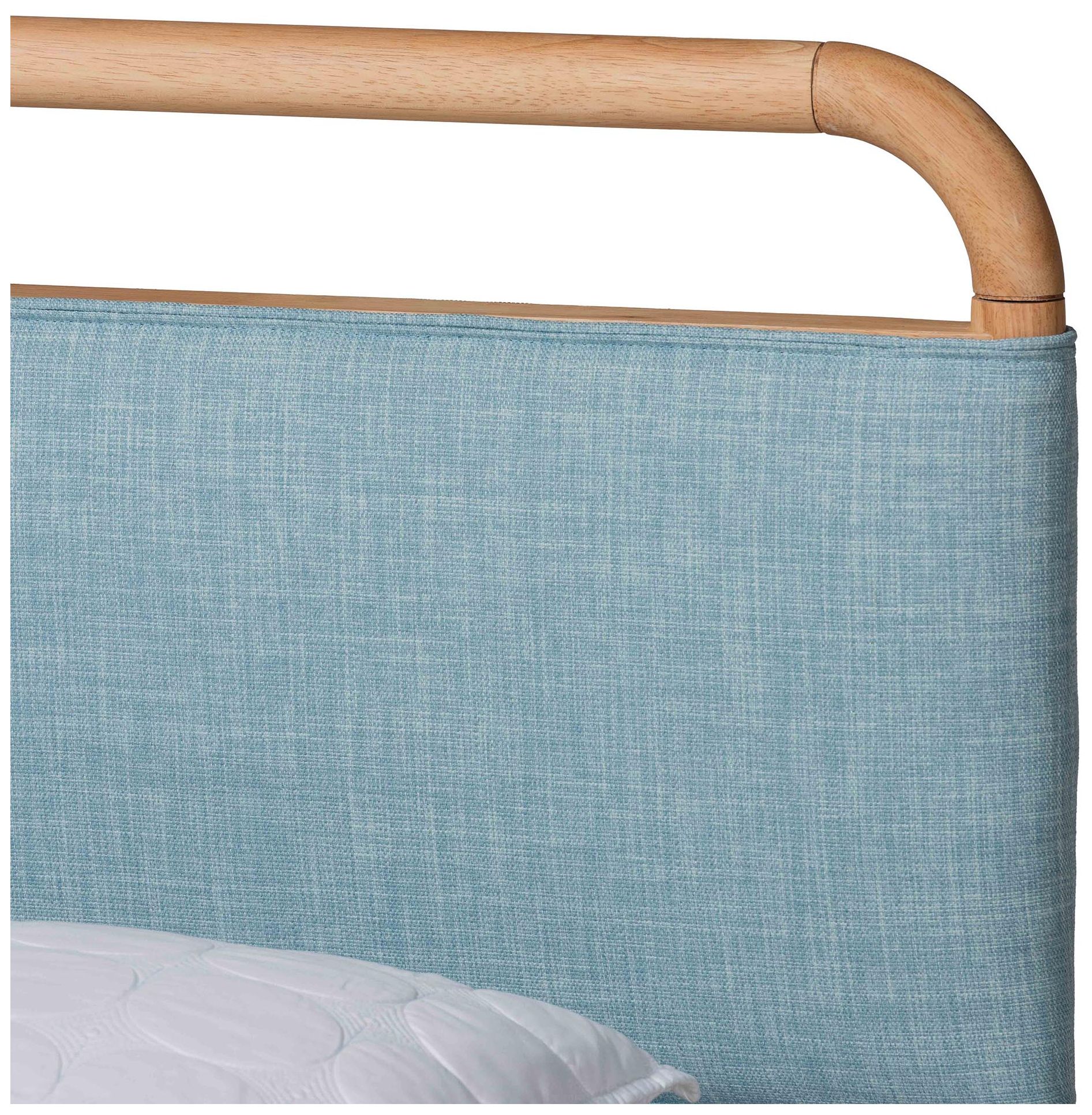 Image 5 Baxton Studio Mateo Baby Blue Fabric and Wood Queen Size Platform Bed more views