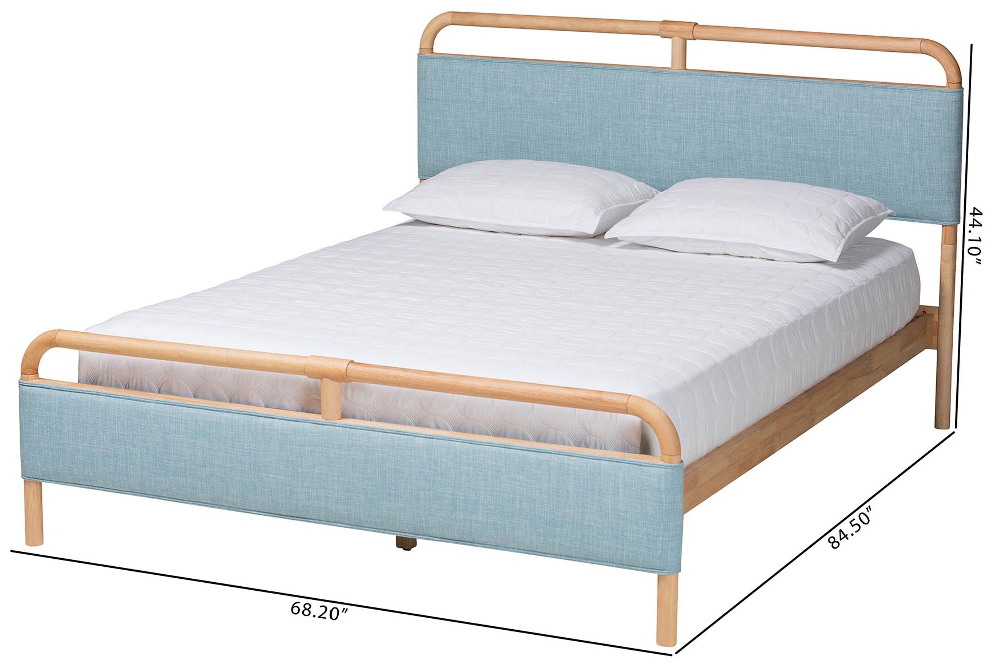 Baxton Studio Mateo Baby Blue Fabric and Wood Queen Size Platform Bed