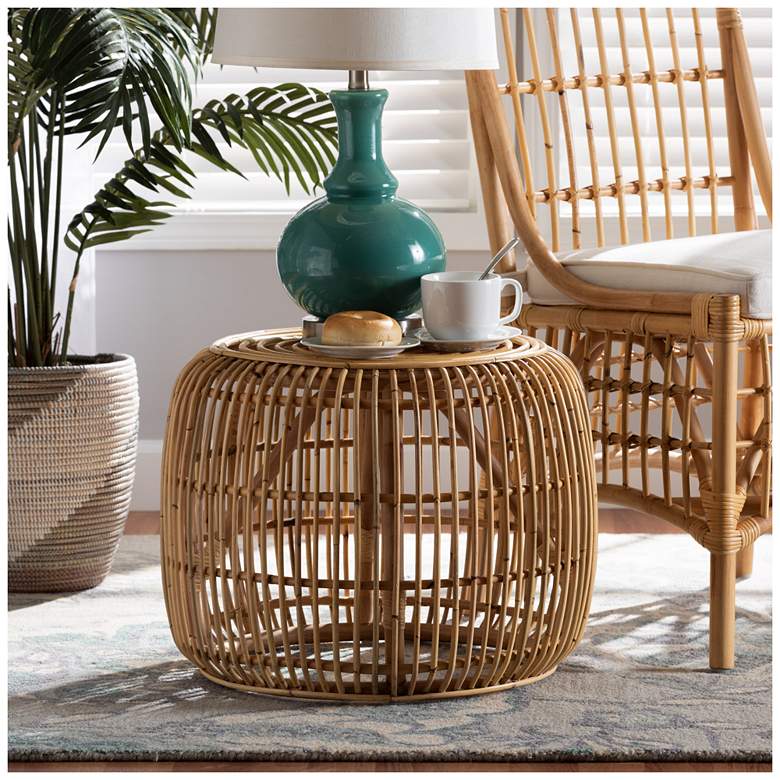 Image 1 Baxton Studio Maverick Modern Bohemian Natural Brown Rattan End table