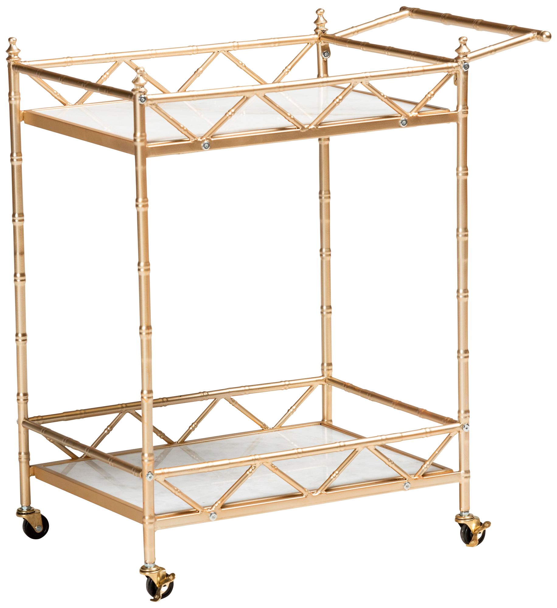 Baxton Studio Mela 27" Wide Gold Metal 2-Tier Wine Cart