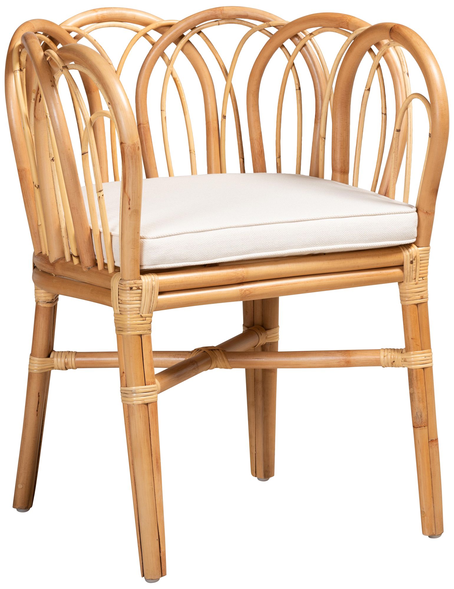 Baxton Studio Melody Natural Rattan Loop Back Dining Chair