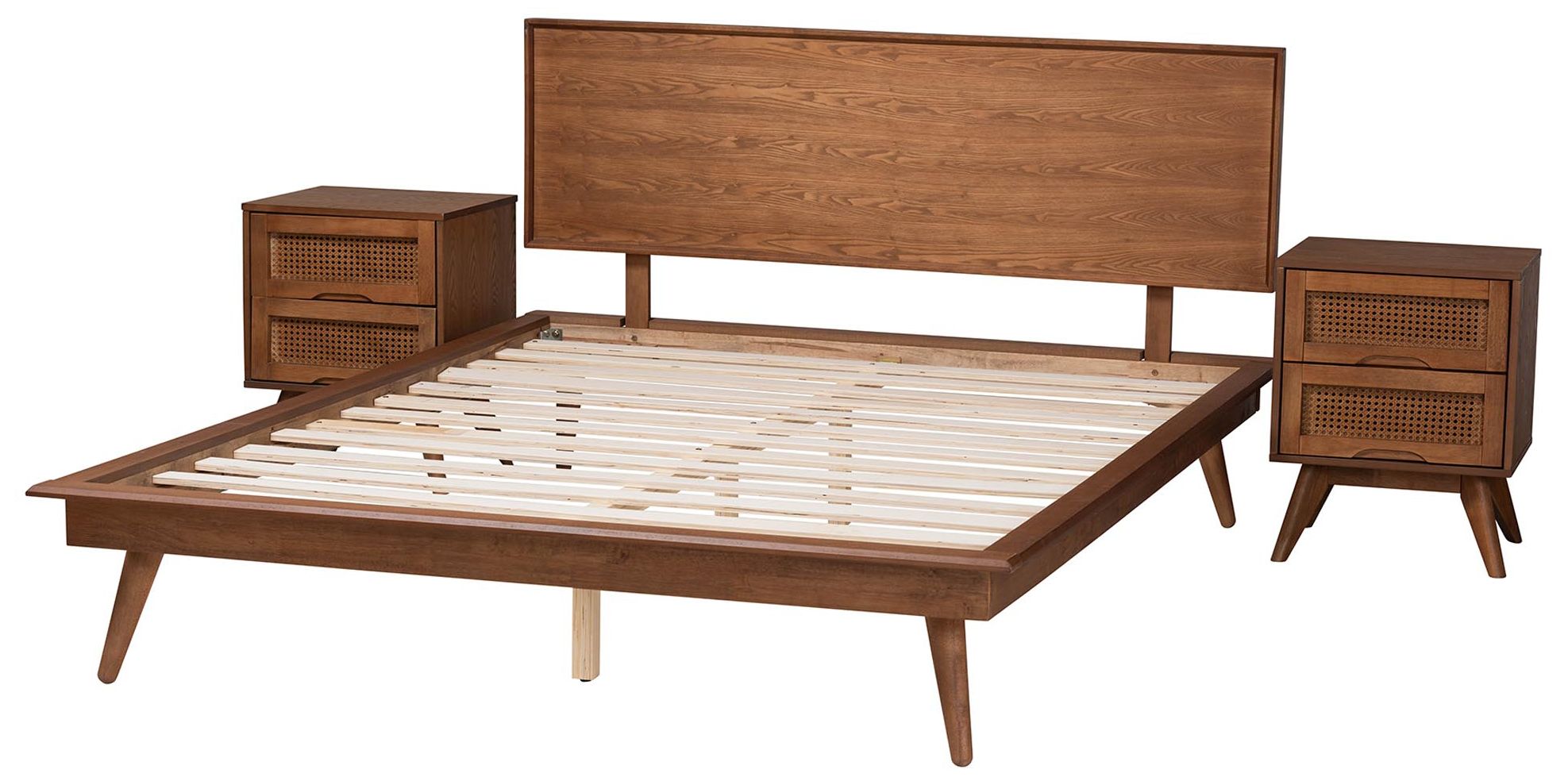 Thumbnail3 of Baxton Studio Melora Wood and Rattan Queen Size 3-Piece Bedroom Set more views