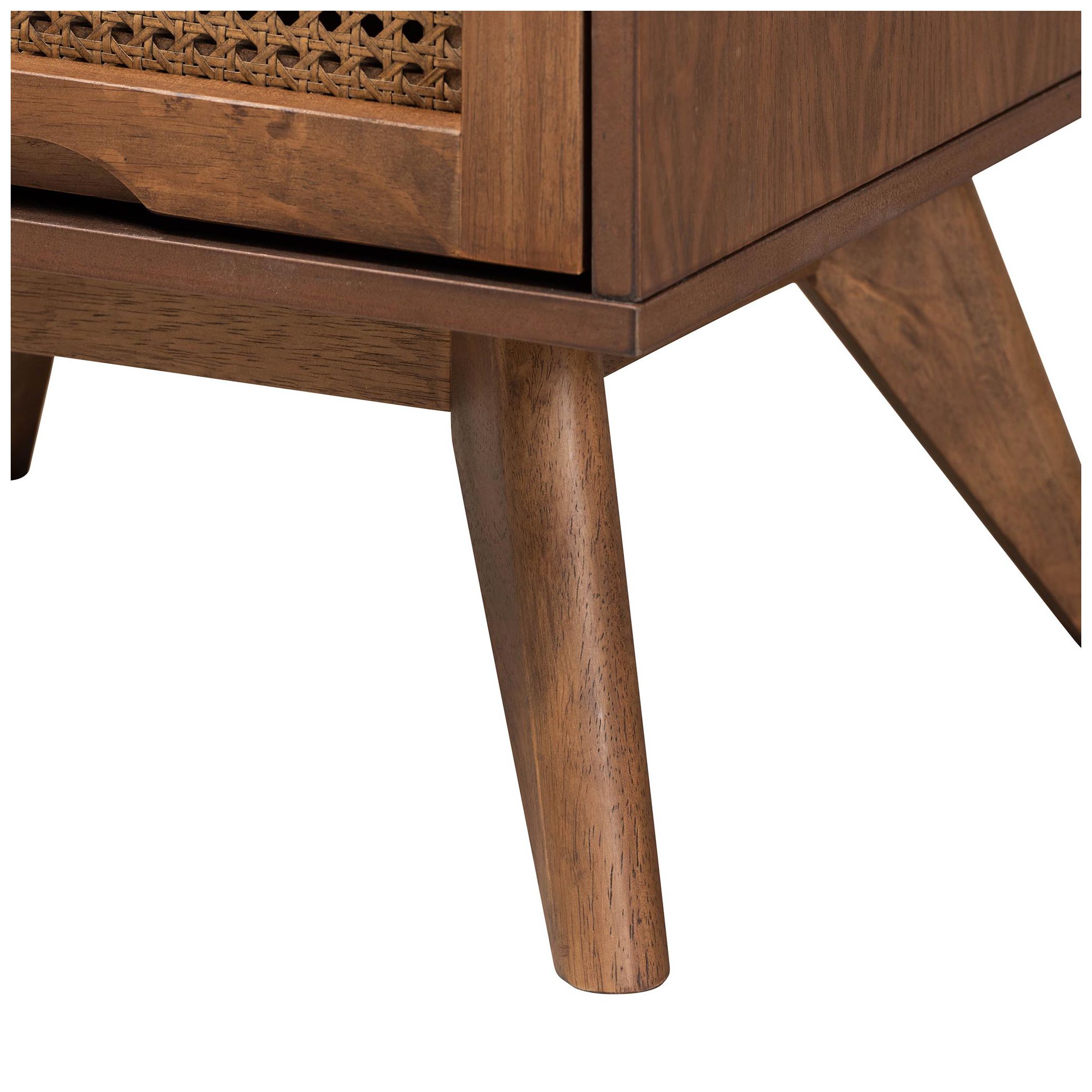 Baxton Studio Melora Wood and Rattan Queen Size 3-Piece Bedroom Set