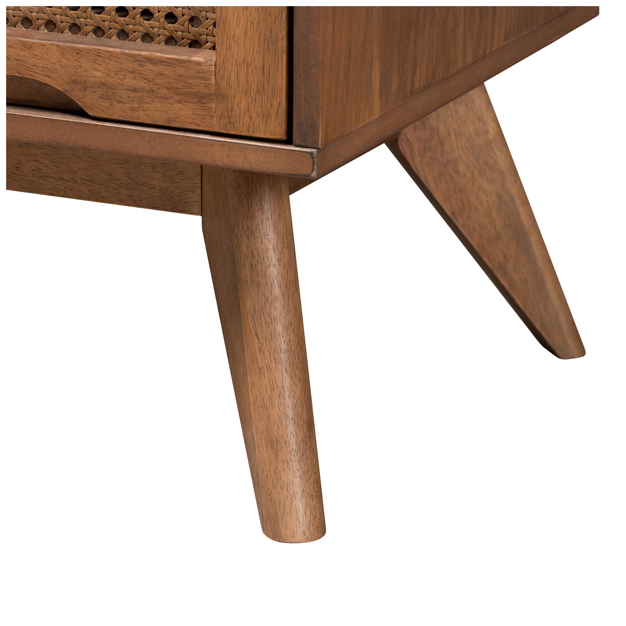 Baxton Studio Melora Wood and Rattan Queen Size 4-Piece Bedroom Set