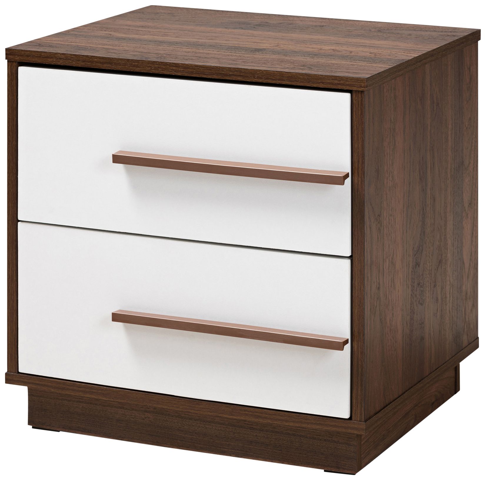 Baxton Studio Mette White Walnut 2 Drawer Wood Nightstand