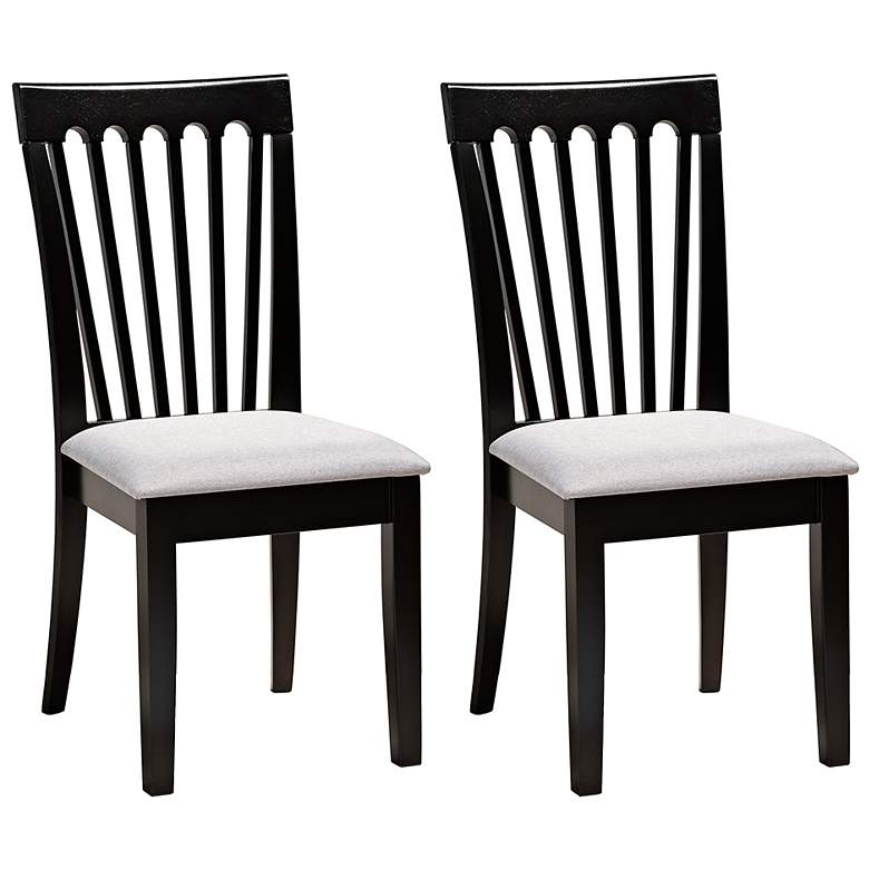 Image 2 Baxton Studio Minette Gray Fabric Upholstered Wood 2-Piece Dining Chair Set