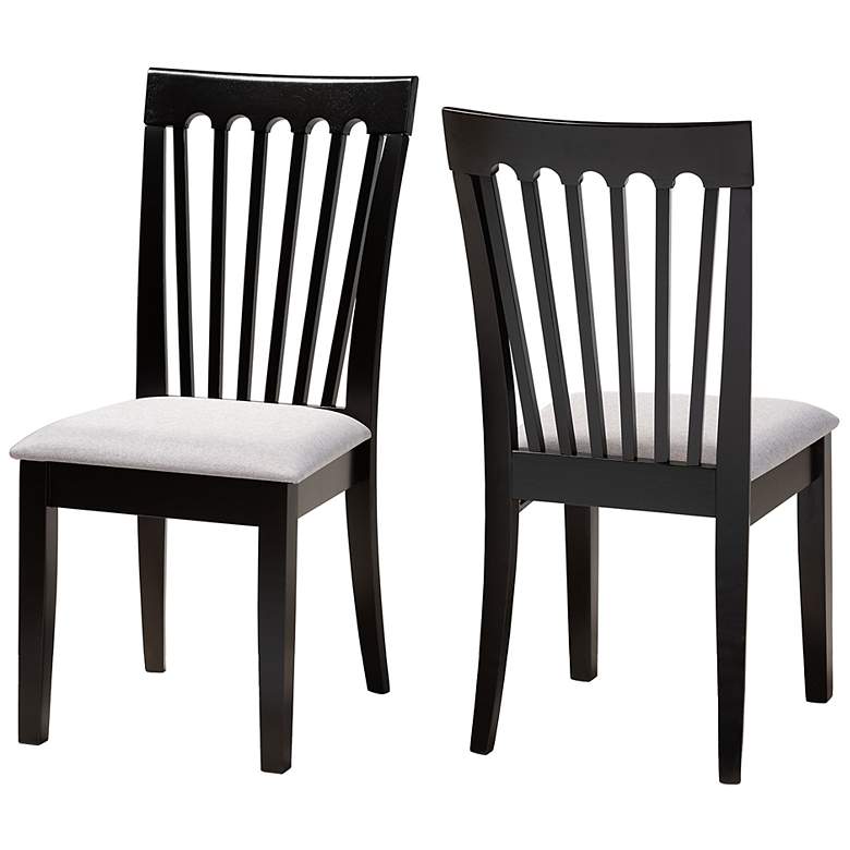 Image 4 Baxton Studio Minette Gray Fabric Upholstered Wood 2-Piece Dining Chair Set more views