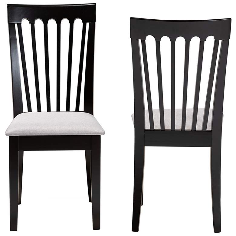 Image 5 Baxton Studio Minette Gray Fabric Upholstered Wood 2-Piece Dining Chair Set more views