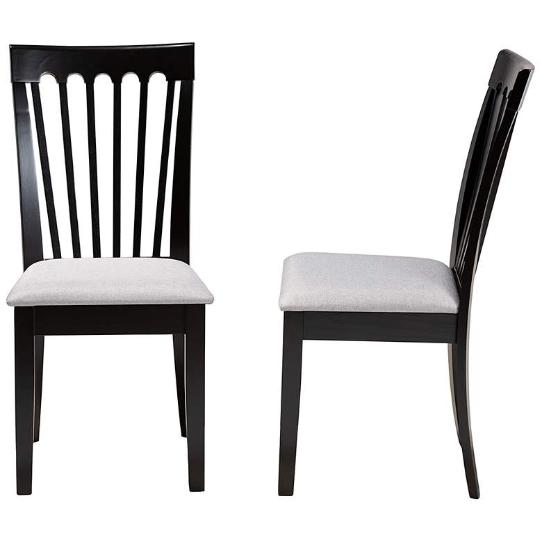 Image 7 Baxton Studio Minette Gray Fabric Upholstered Wood 2-Piece Dining Chair Set more views
