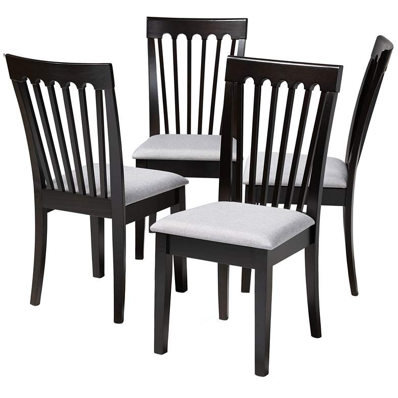 Image 1 Baxton Studio Minette Gray Fabric Upholstered Wood Dining Chair