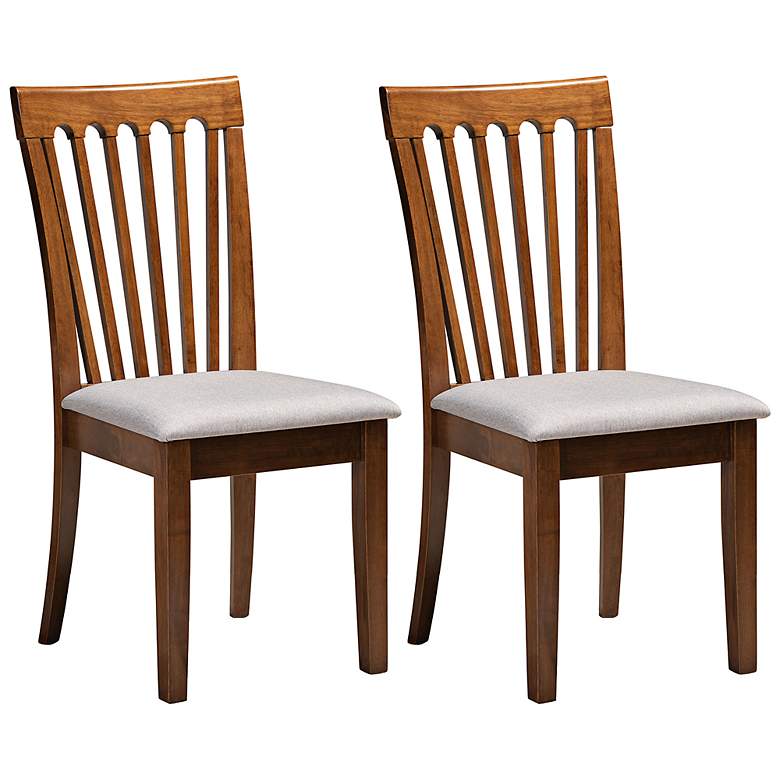 Image 2 Baxton Studio Minette Grey Fabric Upholstered Wood 2-Piece Dining Chair Set