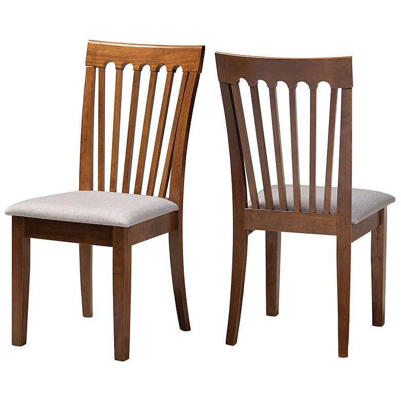 Image 4 Baxton Studio Minette Grey Fabric Upholstered Wood 2-Piece Dining Chair Set more views