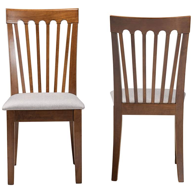 Image 5 Baxton Studio Minette Grey Fabric Upholstered Wood 2-Piece Dining Chair Set more views