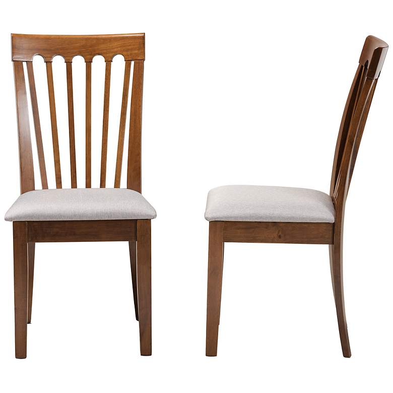 Image 7 Baxton Studio Minette Grey Fabric Upholstered Wood 2-Piece Dining Chair Set more views