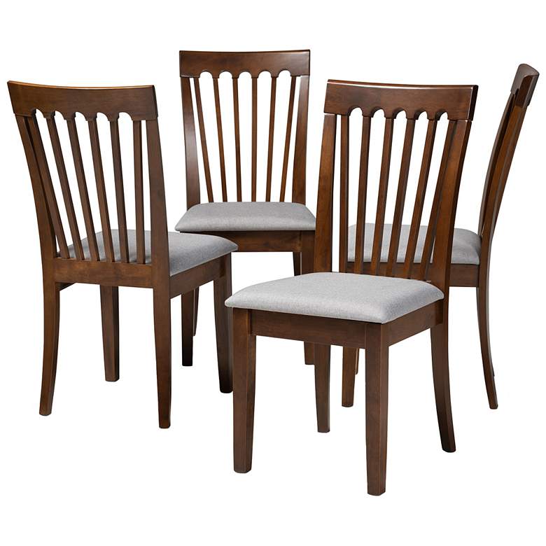 Image 1 Baxton Studio Minette Grey Fabric Upholstered Wood Dining Chair Set