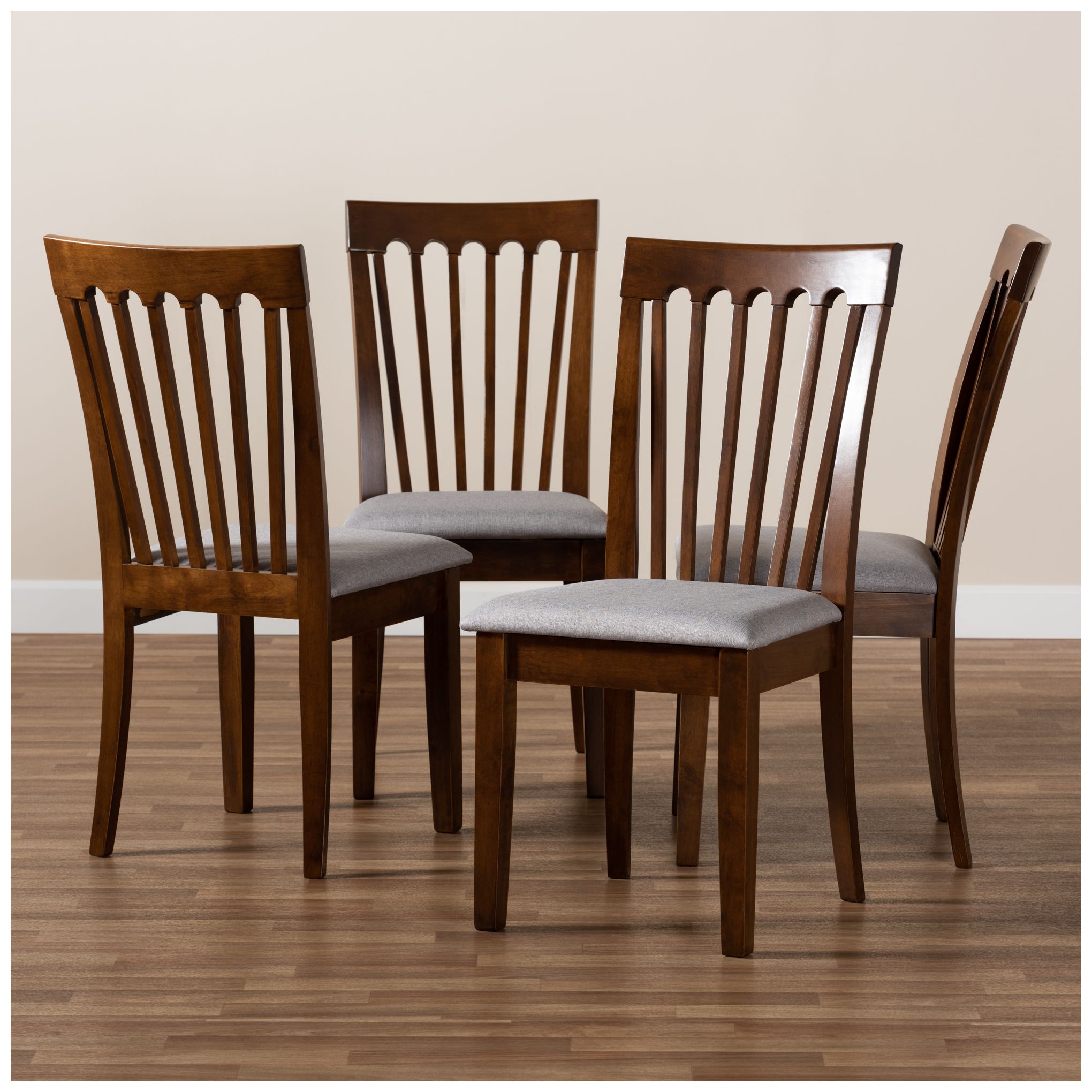 Image 6 Baxton Studio Minette Grey Fabric Upholstered Wood Dining Chair Set more views