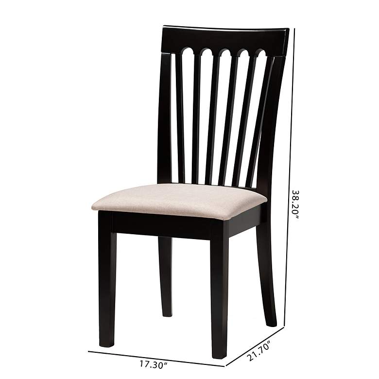 Image 3 Baxton Studio Minette Sand Fabric Upholstered 2-Piece Wood Dining Chair Set more views