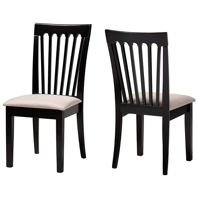 Image 4 Baxton Studio Minette Sand Fabric Upholstered 2-Piece Wood Dining Chair Set more views