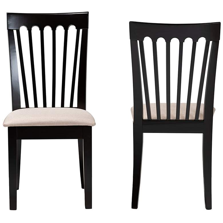 Image 5 Baxton Studio Minette Sand Fabric Upholstered 2-Piece Wood Dining Chair Set more views