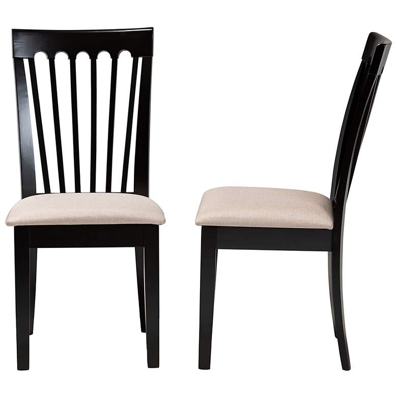 Image 7 Baxton Studio Minette Sand Fabric Upholstered 2-Piece Wood Dining Chair Set more views