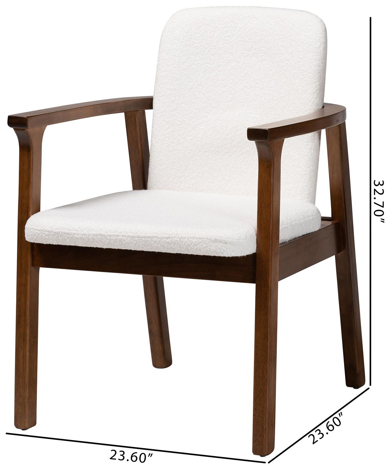 Baxton Studio Miyagi Boucle Upholstered Dining Chair Set of 2- Armchair