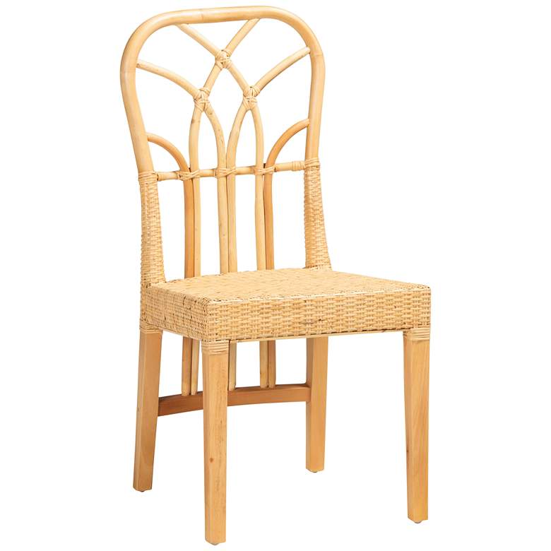 Image 2 Baxton Studio Monaco Brown Wood Natural Rattan Dining Chair
