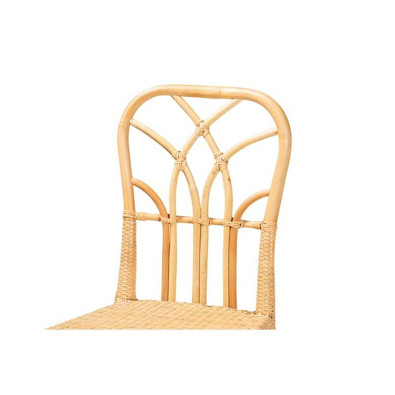 Image 3 Baxton Studio Monaco Brown Wood Natural Rattan Dining Chair more views