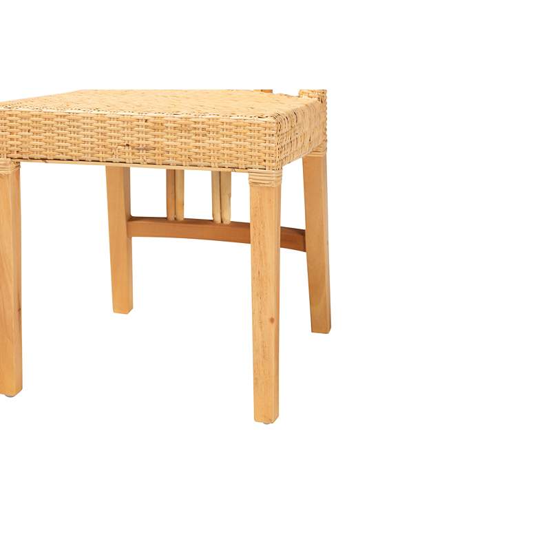 Image 4 Baxton Studio Monaco Brown Wood Natural Rattan Dining Chair more views