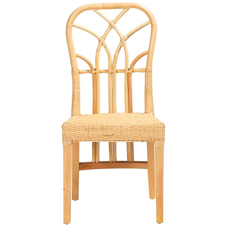 Image 6 Baxton Studio Monaco Brown Wood Natural Rattan Dining Chair more views