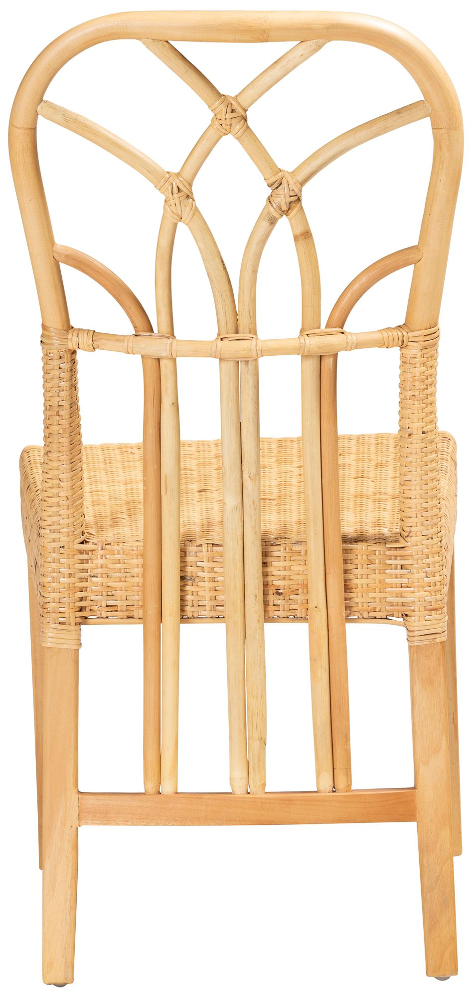 Baxton Studio Monaco Brown Wood Natural Rattan Dining Chair