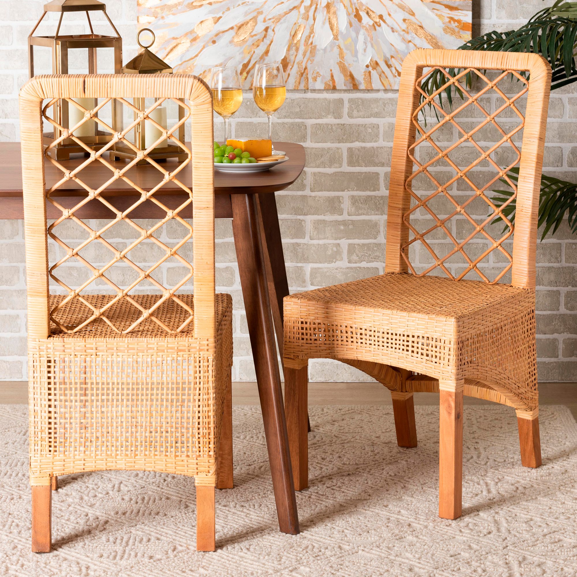 Baxton Studio Moscow Natural Brown Dining Chairs Set of 2 115X4