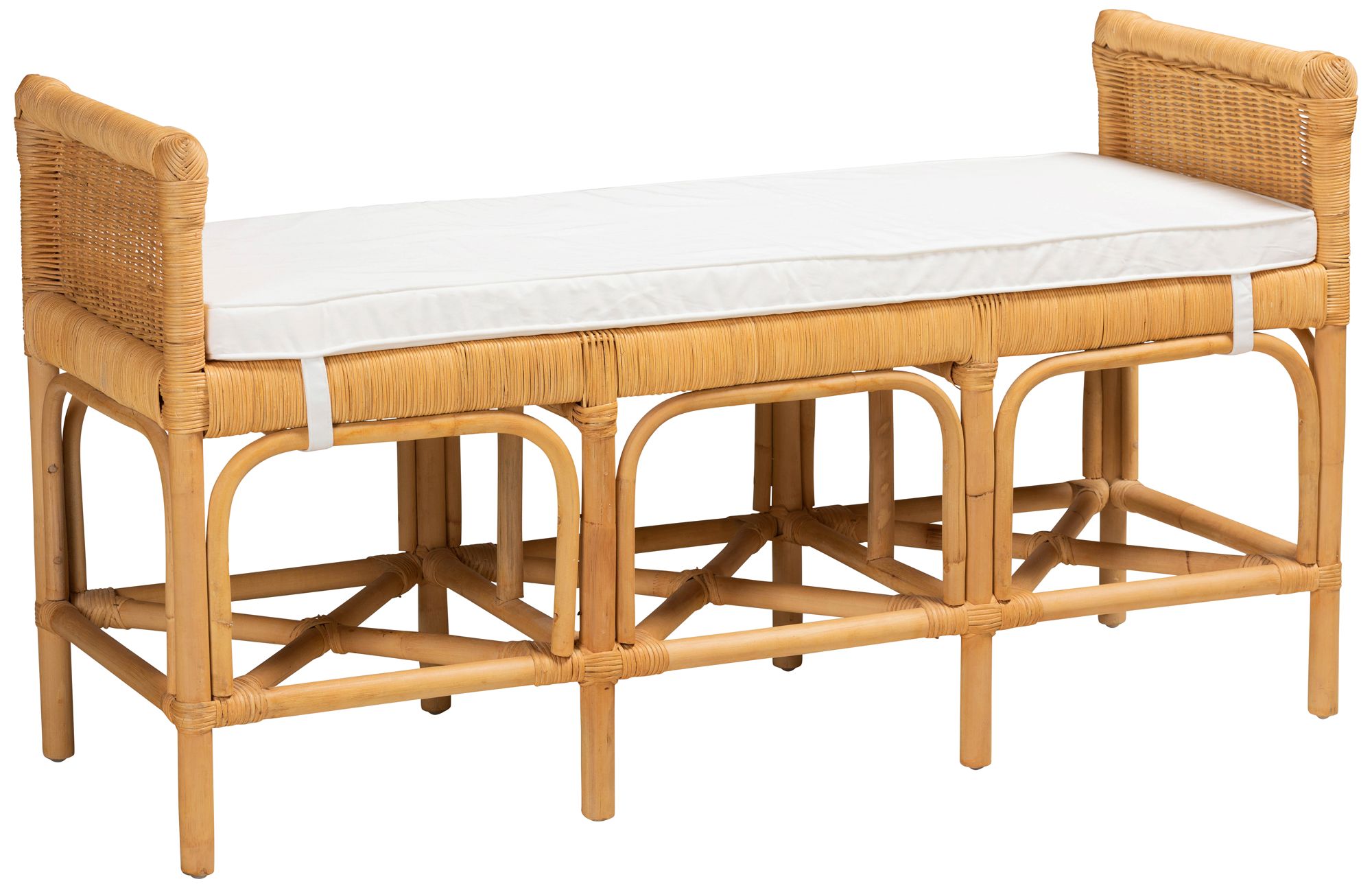 Image 2 Baxton Studio Nairi Modern Bohemian Natural Brown Rattan Bench