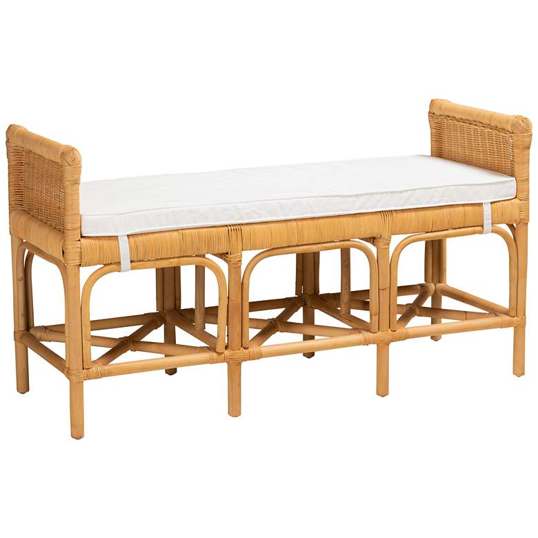 Image 2 Baxton Studio Nairi Modern Bohemian Natural Brown Rattan Bench