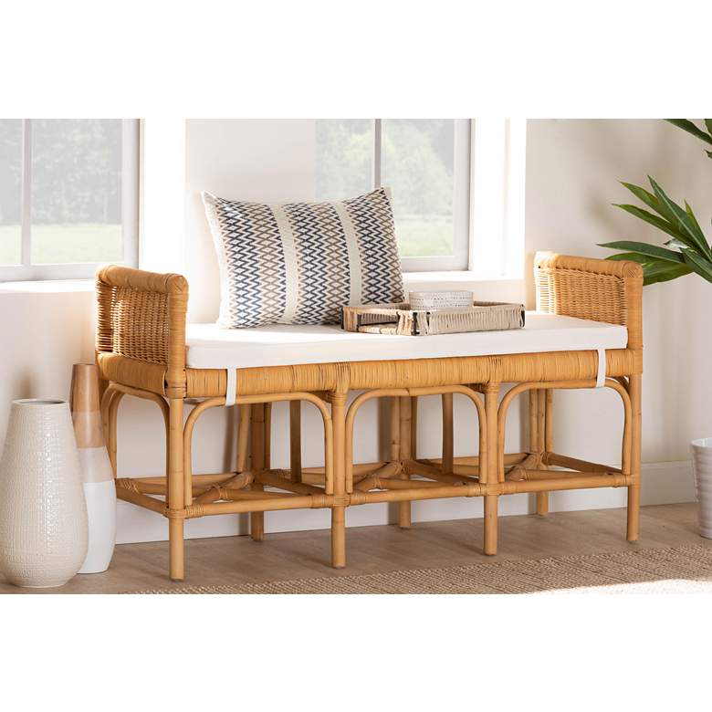 Image 1 Baxton Studio Nairi Modern Bohemian Natural Brown Rattan Bench