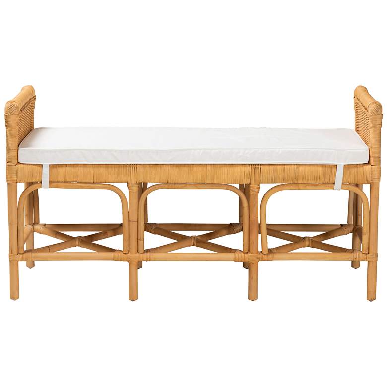 Image 7 Baxton Studio Nairi Modern Bohemian Natural Brown Rattan Bench more views