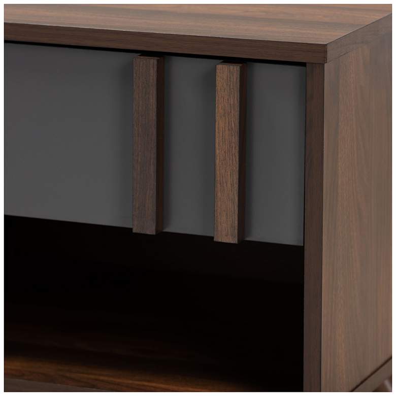 Image 6 Baxton Studio Naoki Two-Tone Grey and Walnut 1-Drawer Nightstand more views