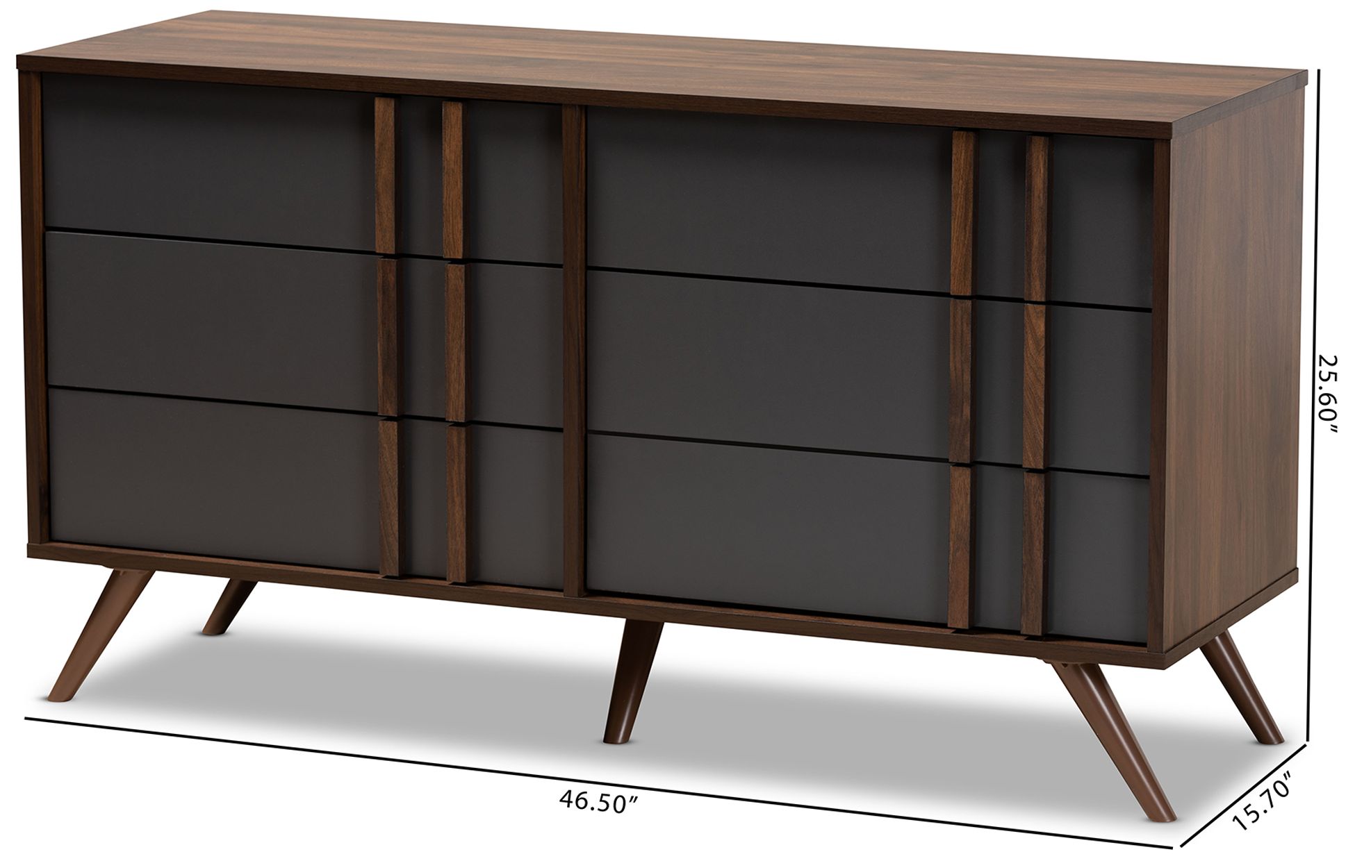 Baxton Studio Naoki Two-Tone Grey and Walnut 6-Drawer Bedroom Dresser