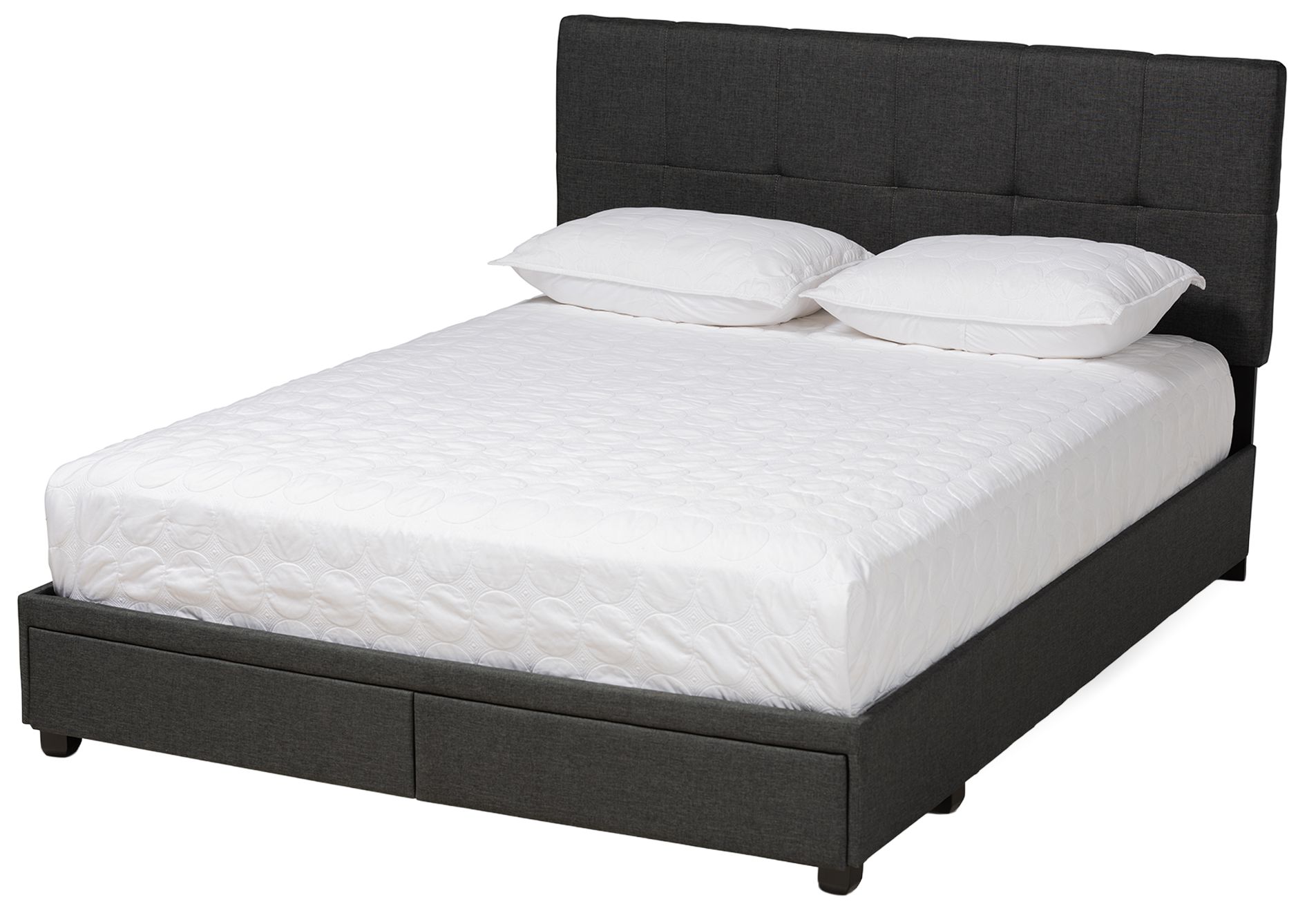 Image 2 Baxton Studio Netti Dk Grey Upholstered 2-Drawer Queen Platform Storage Bed