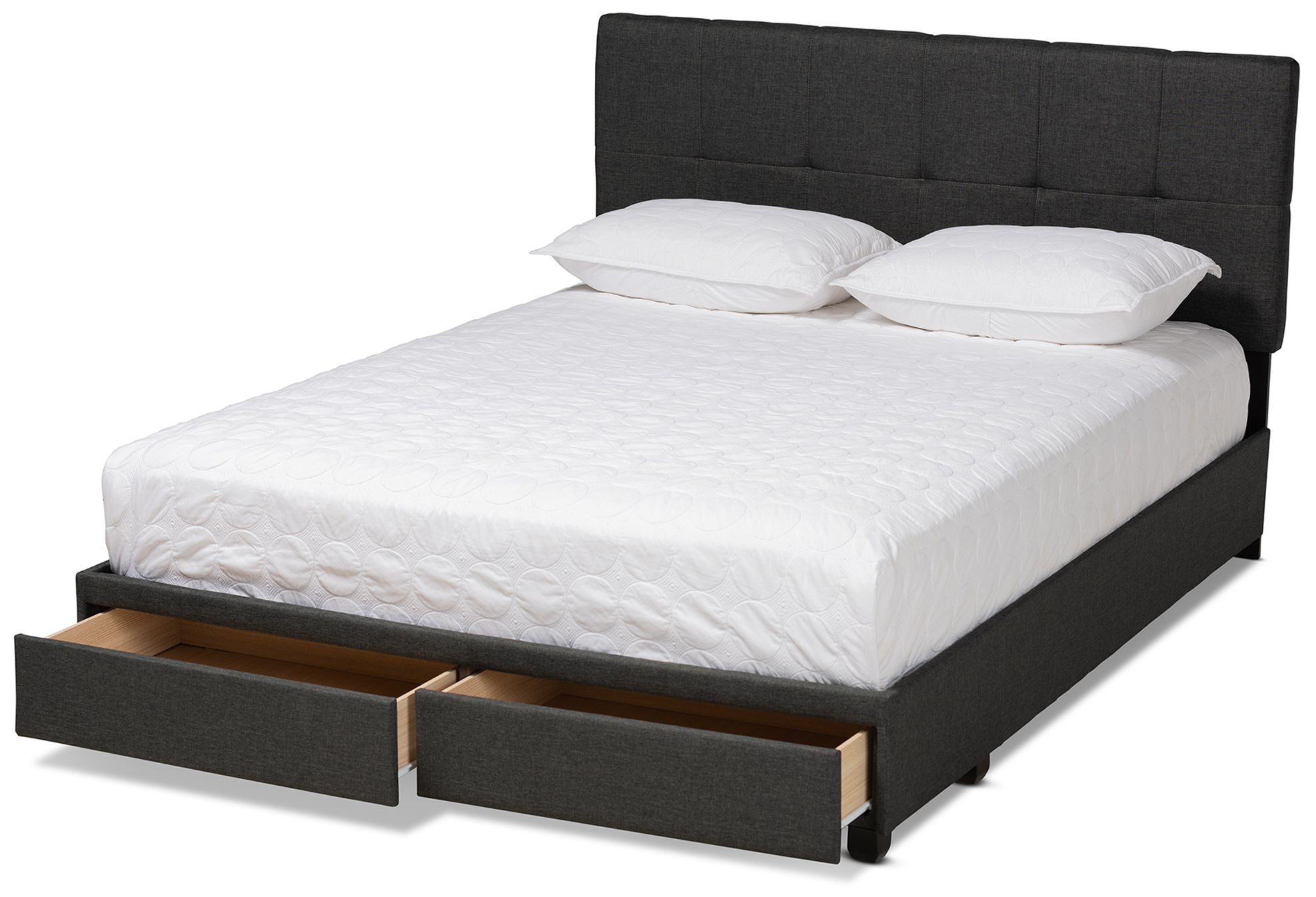 Image 3 Baxton Studio Netti Dk Grey Upholstered 2-Drawer Queen Platform Storage Bed more views