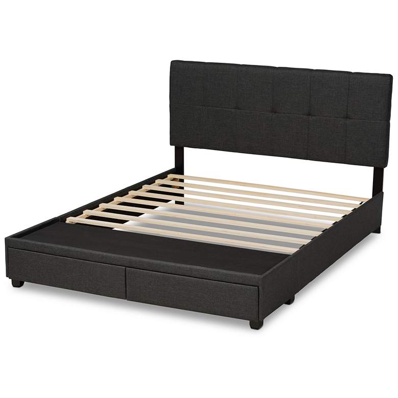 Image 5 Baxton Studio Netti Dk Grey Upholstered 2-Drawer Queen Platform Storage Bed more views