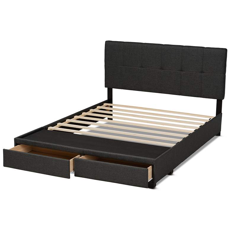 Image 6 Baxton Studio Netti Dk Grey Upholstered 2-Drawer Queen Platform Storage Bed more views