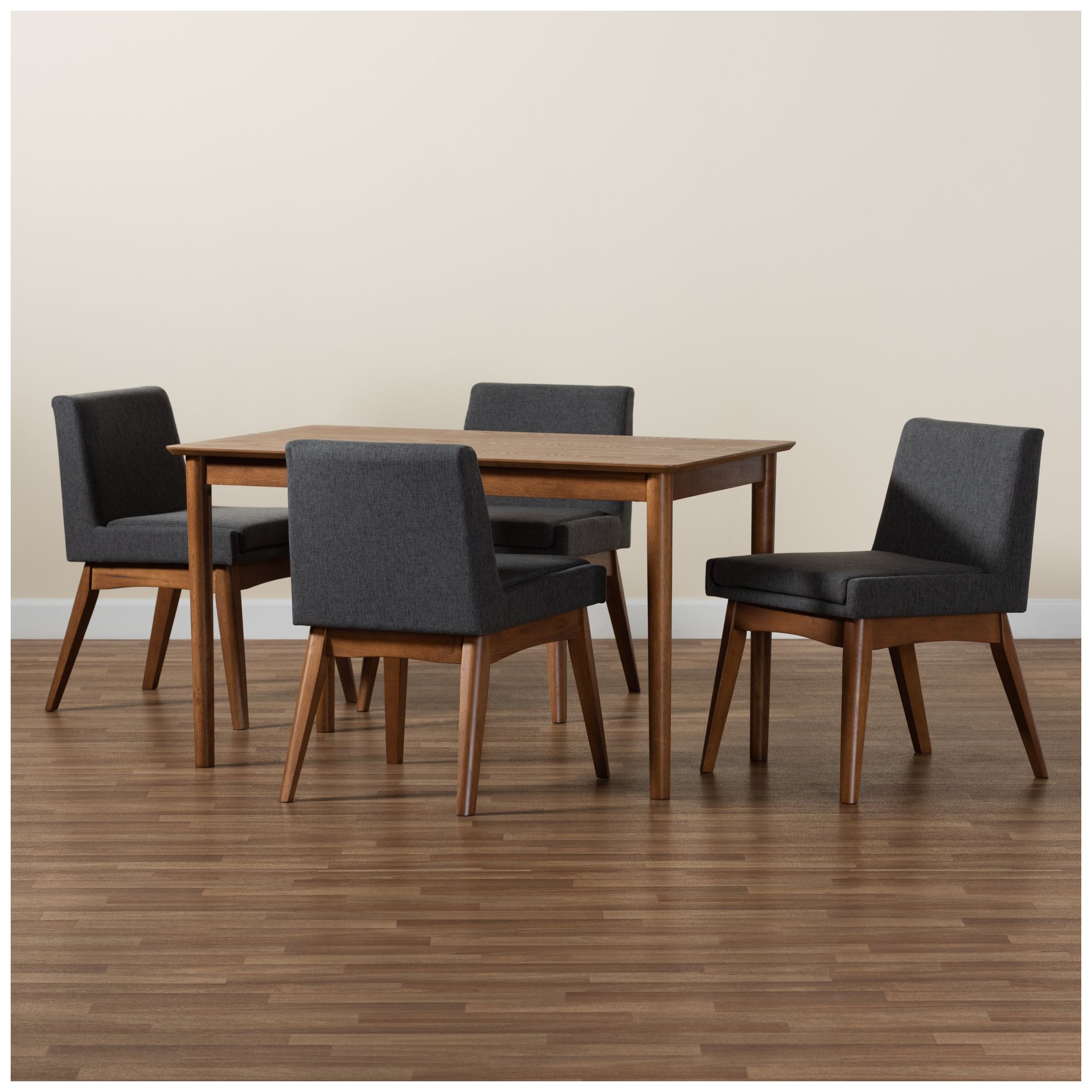 Baxton Studio Nexus Dark Gray Fabric 5-Piece Dining Set in scene