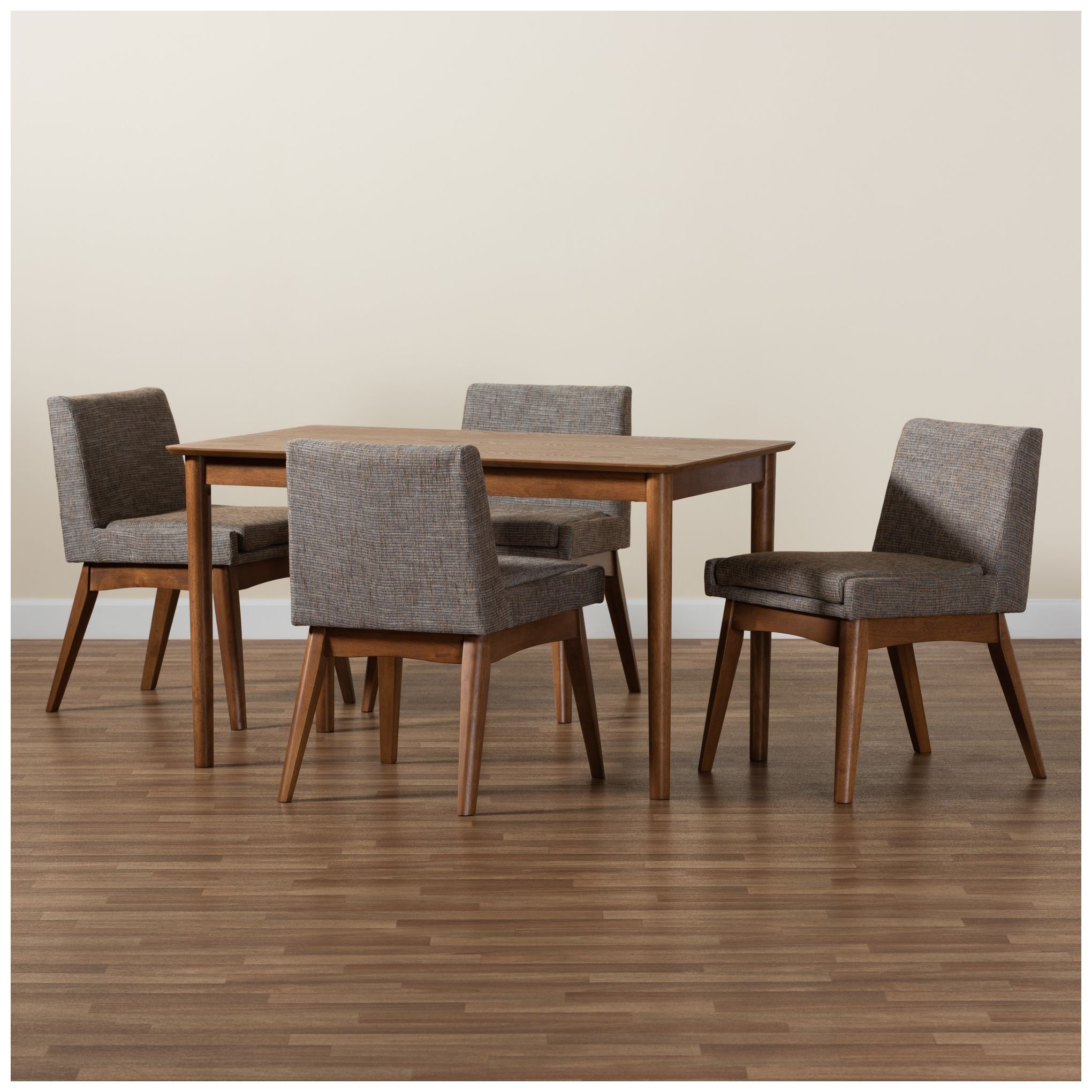 Baxton Studio Nexus Gray Gravel Fabric 5-Piece Dining Set in scene