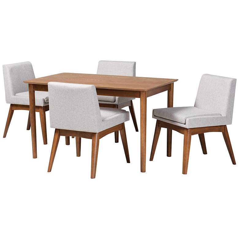 Image 2 Baxton Studio Nexus Grayish Beige Fabric 5-Piece Dining Set