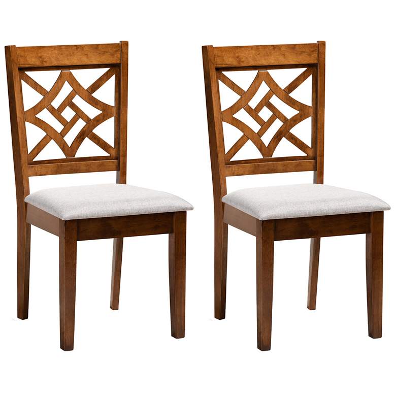 Image 1 Baxton Studio Nicolette Grey Fabric Upholstered 2-Piece Dining Chair Set