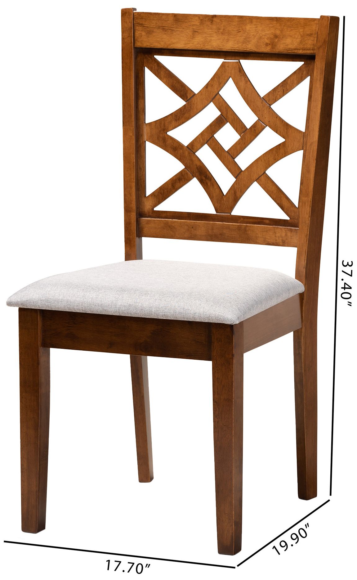 Image 7 Baxton Studio Nicolette Grey Fabric Upholstered 2-Piece Dining Chair Set more views