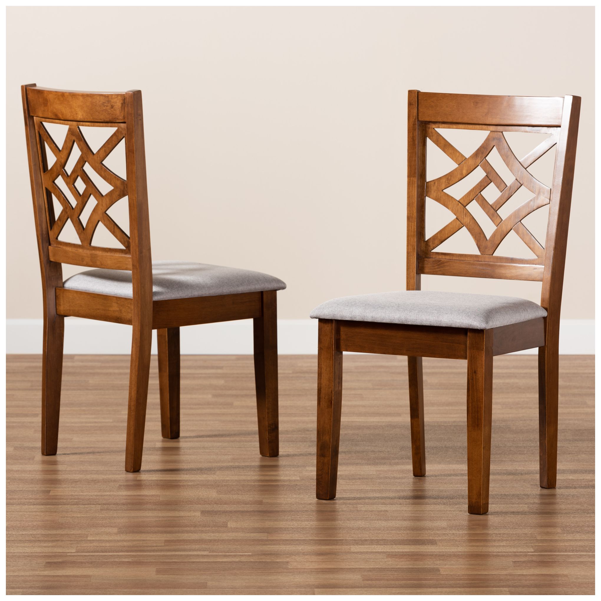 Baxton Studio Nicolette Grey Fabric Upholstered 2-Piece Dining Chair Set