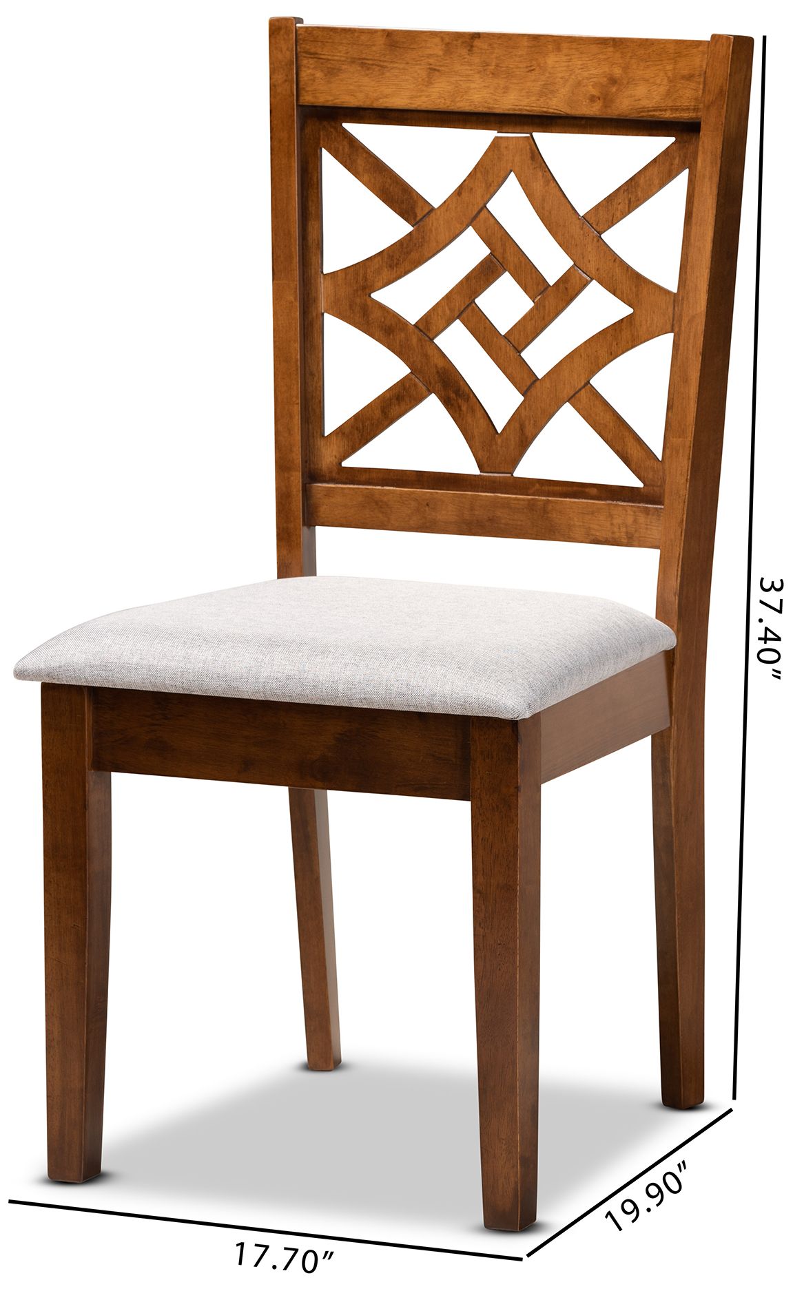 Baxton Studio Nicolette Grey Fabric Upholstered 2-Piece Dining Chair Set